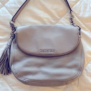 New Michael Kors gray pebble leather shoulder bag purse